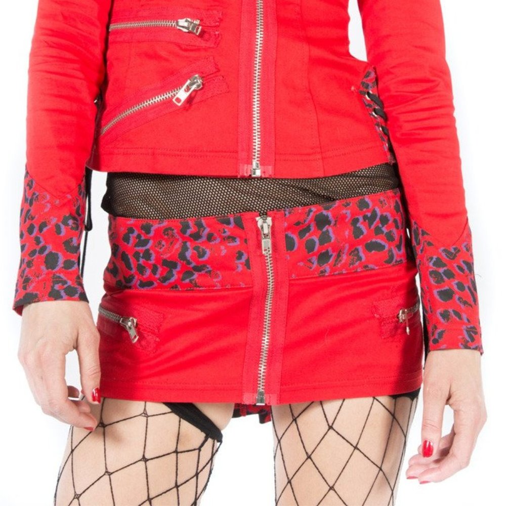 Lip Service punk rock leopard micro mini skirt L